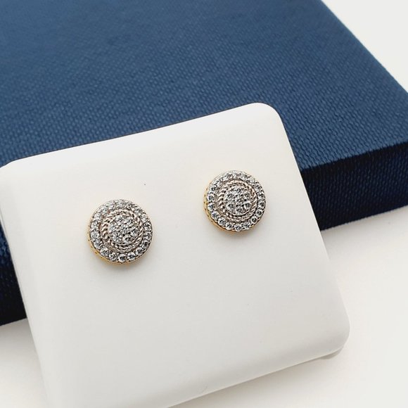 14K Gold Plated Cubic Zircon Earrings, INUS1BR143 - Picture 3 of 9